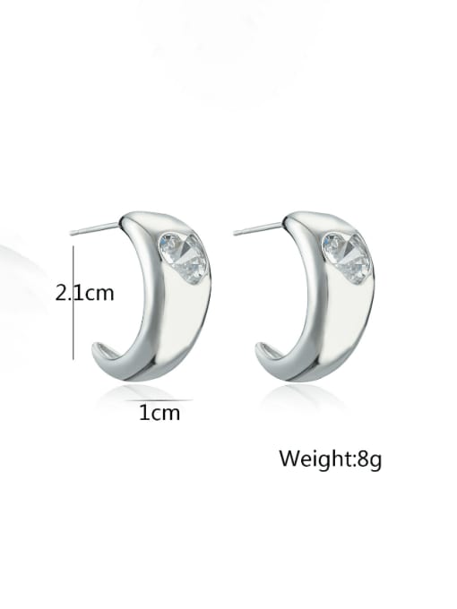 AOG Brass Rhinestone Geometric Minimalist Stud Earring 2