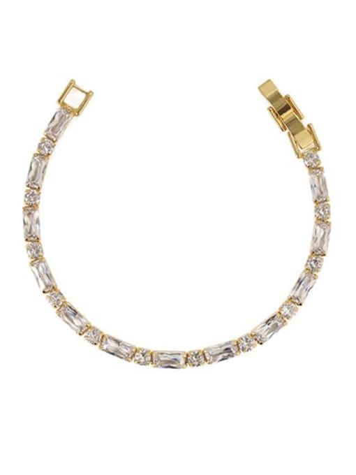 Gold (18K Gold 0.05 thick) Brass Cubic Zirconia Geometric Artisan Bracelet