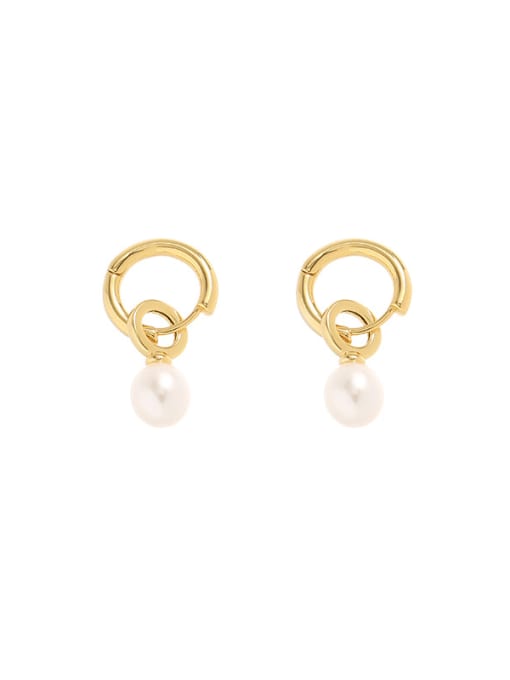 Model 1  2.9cm*1.5cm Brass Imitation Pearl Geometric Minimalist Stud Earring