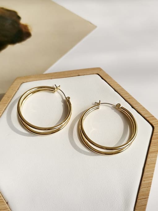 14K  gold Copper Round Vintage Hoop Trend Korean Fashion Earring