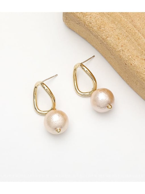 14K  gold Copper Freshwater Pearl Geometric Minimalist Huggie Trend Korean Fashion Earring