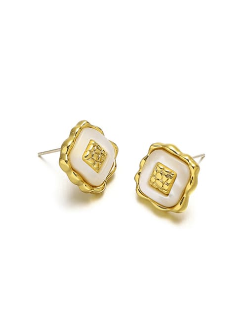 ACCA Brass Shell Square Vintage Stud Earring 2