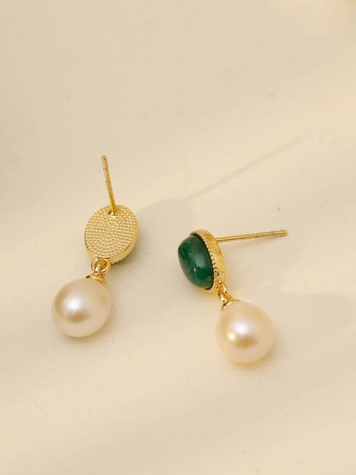 HYACINTH Brass Imitation Pearl Water Drop Minimalist Drop Earring 2