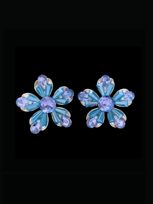 SUUTO Zinc Alloy Glass Stone Flower Luxury Cluster Earring