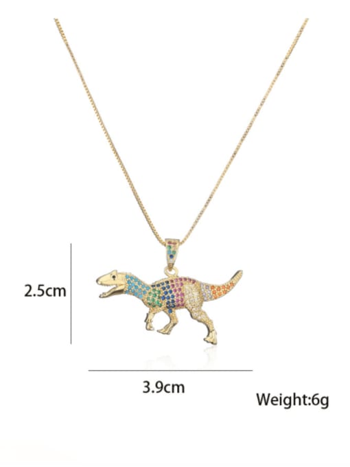 AOG Brass Cubic Zirconia  Vintage Dinosaur Pendant Necklace 1