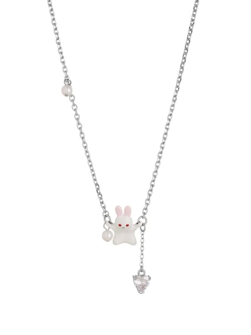 Little Rabbit Pendant Brass Enamel Rabbit Cute Necklace