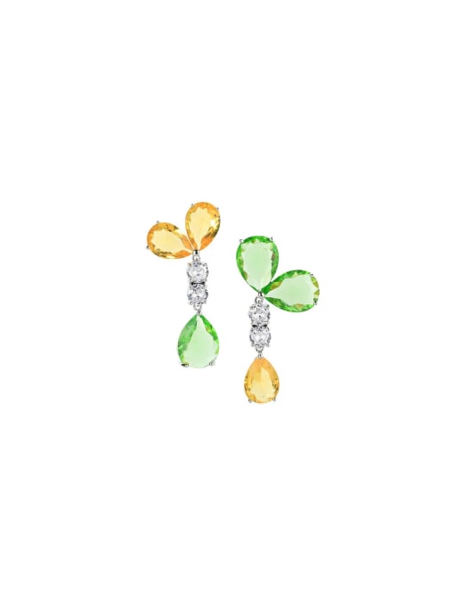 colour Brass Cubic Zirconia Water Drop Luxury Stud Earring