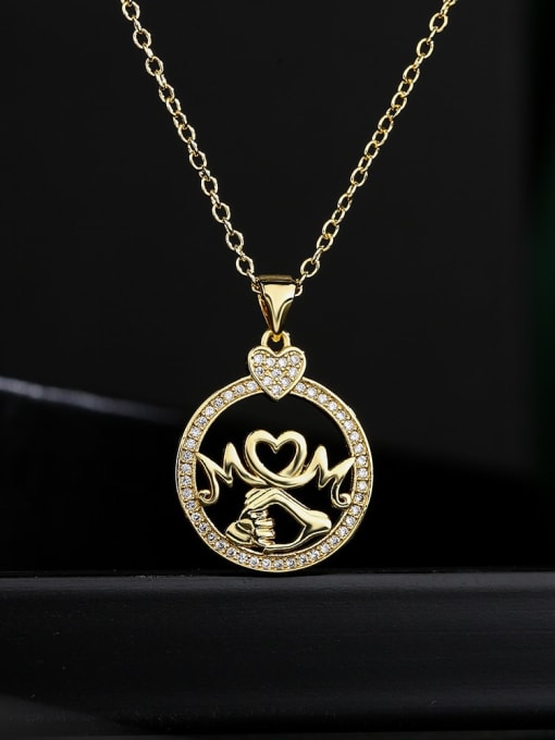AOG Brass Cubic Zirconia Heart Dainty Round Pendant Necklace 1