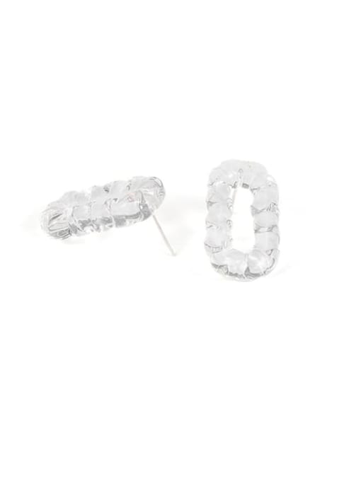 Five Color Hand Glass Clear Rectangle Minimalist Stud Earring 2