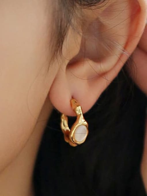 ACCA Brass Natural Stone Geometric Minimalist Stud Earring 1
