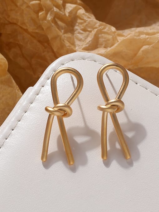 Dumb gold Brass Bowknot Minimalist Stud Earring