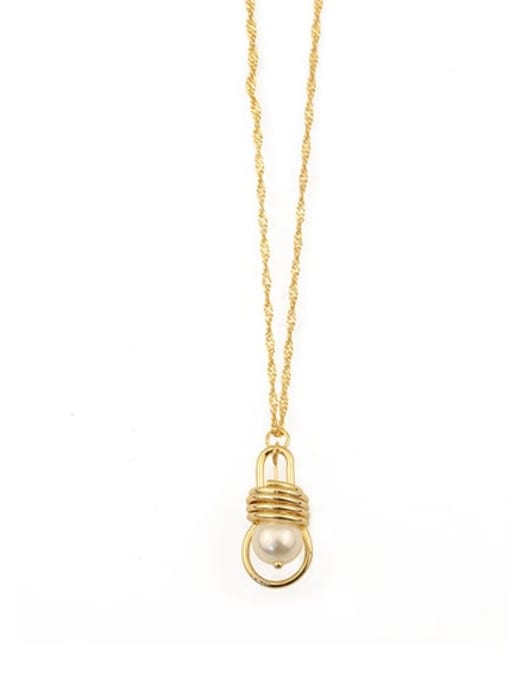 ACCA Brass Imitation Pearl Irregular Vintage Light bulb pendant Necklace 2
