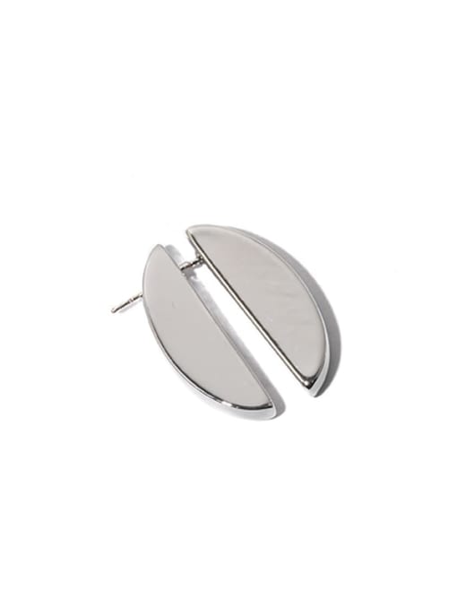 An oval one Brass Smooth Round Minimalist Stud Earring (single)