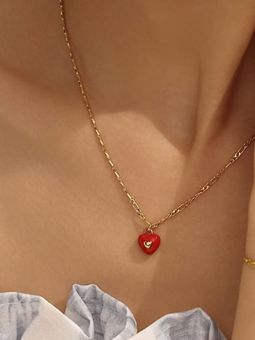 ACCA Dainty Heart Brass Cubic Zirconia Enamel Bracelet and Necklace Set 1