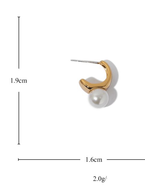 ACCA Brass Imitation Pearl Geometric Vintage Stud Earring 3