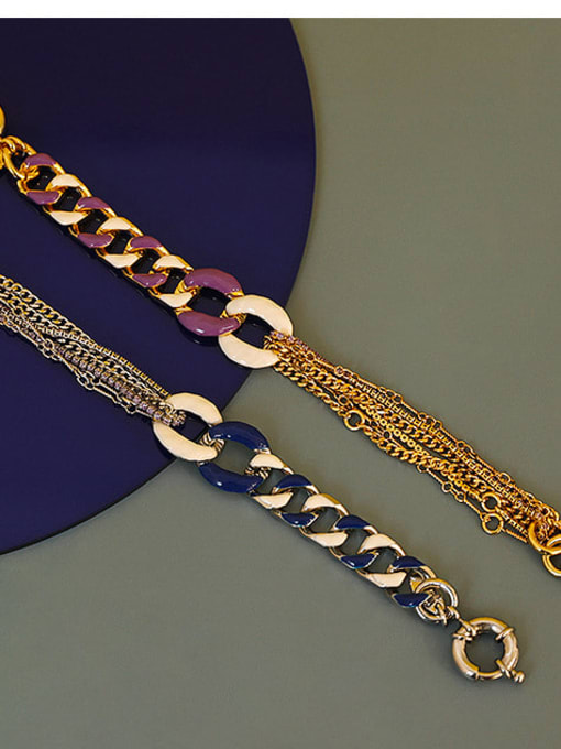 Five Color Brass Enamel Geometric Vintage Strand Bracelet 1