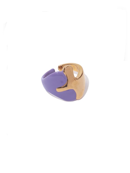 Taro purple ring Brass Enamel Geometric Hip Hop Band Ring