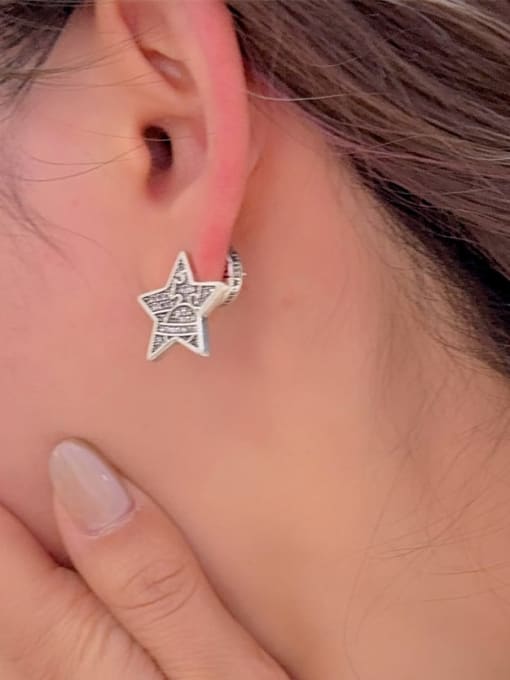 ZRUI Brass Pentagram Vintage Stud Earring 2