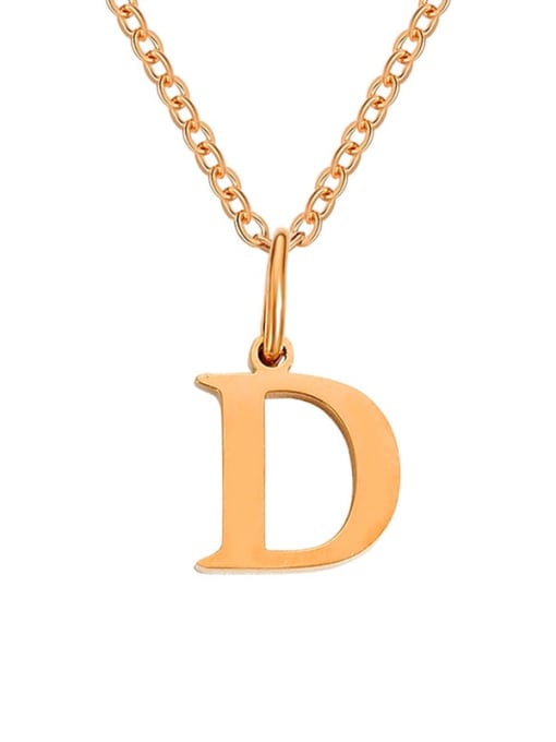 D Rose Gold Stainless steel Letter Minimalist Necklace