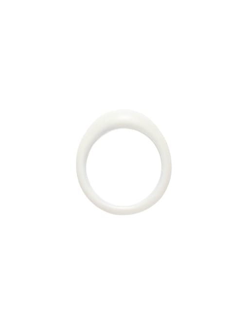 White Ring Brass Enamel Geometric Minimalist Band Ring