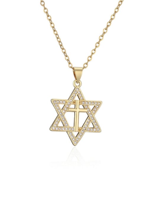 AOG Brass Cubic Zirconia  Vintage Five-pointed star Pendant Necklace 4