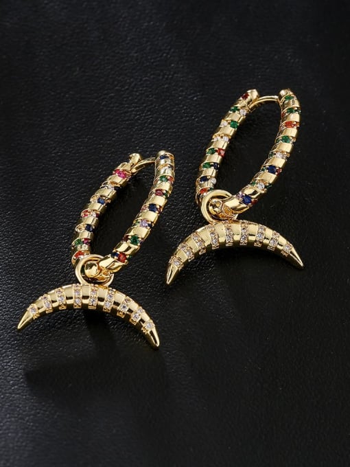 AOG Brass Cubic Zirconia Moon Vintage Earring 3