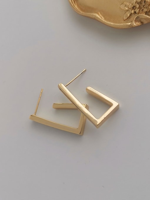 gold Copper Shell Geometric Minimalist Stud Trend Korean Fashion Earring