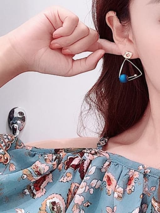 HYACINTH Copper Bead Enamel Triangle Minimalist Drop Trend Korean Fashion Earring 2