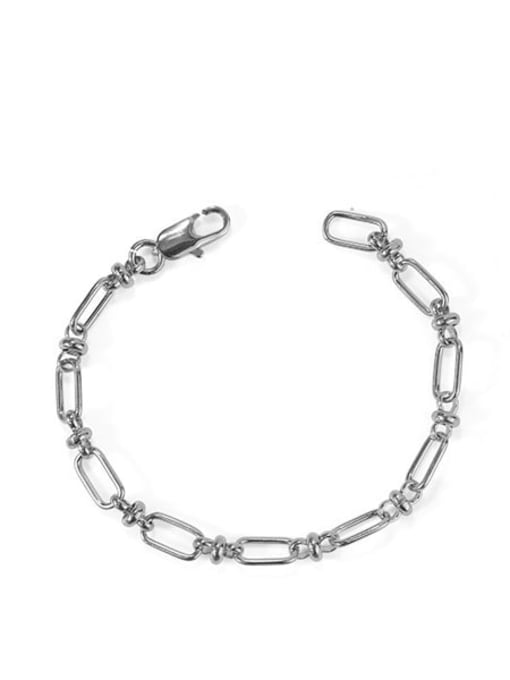 Platinum Brass Hollow Geometric Chain Minimalist Link Bracelet