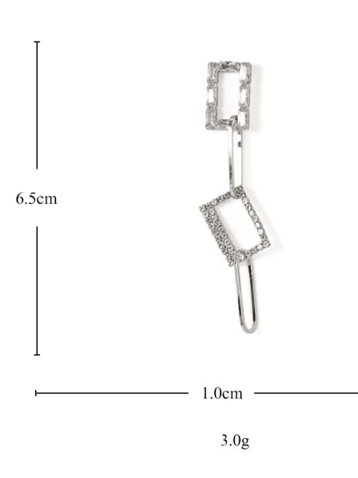 ACCA Brass Cubic Zirconia Geometric Minimalist Drop Earring 3