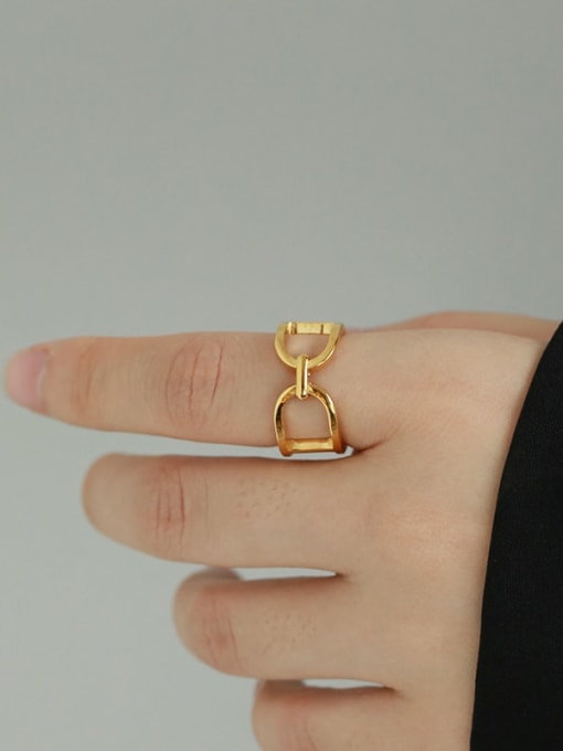 TINGS Brass Hollow Geometric Vintage Band Ring 1