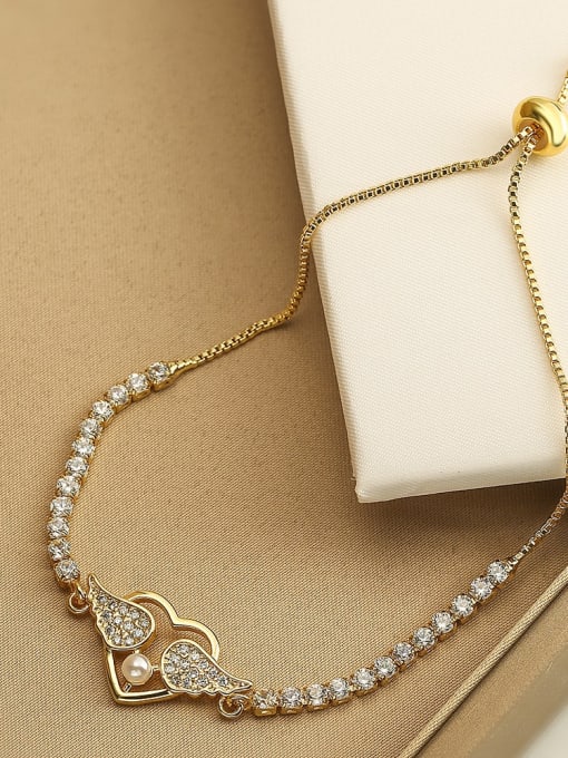 31490 Brass Imitation Pearl Bowknot Dainty Bracelet