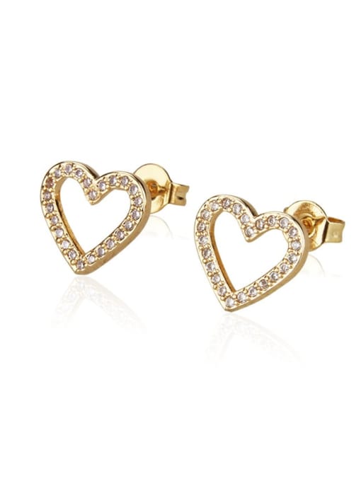 renchi Brass Cubic Zirconia  Minimalist Heart Earring and Necklace Set 4