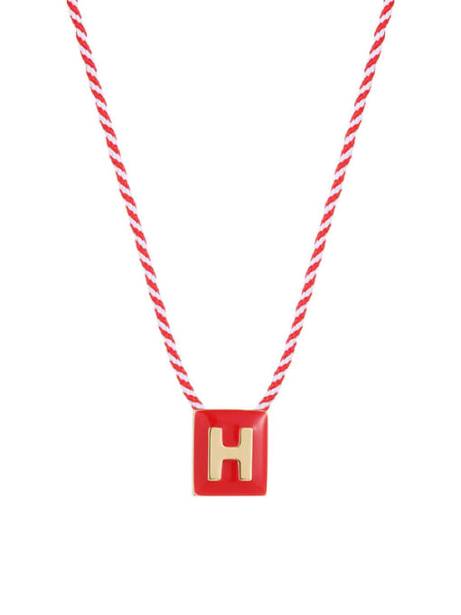 Letter H Brass Enamel Message Cute Necklace