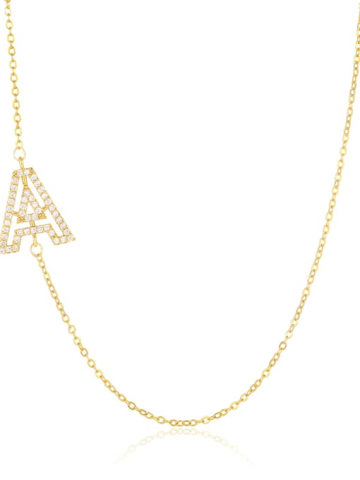 A Brass Cubic Zirconia Letter Minimalist Necklace