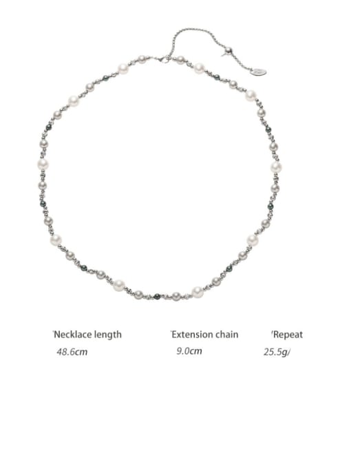 TINGS Brass Imitation Pearl Irregular Minimalist Beaded Necklace 2
