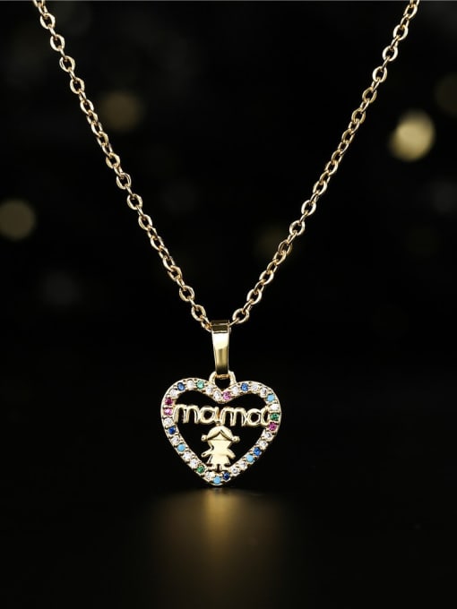 AOG Brass Cubic Zirconia Letter Minimalist Heart Pendant Necklace 1