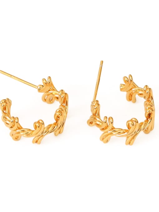 TINGS Brass Twist Leaf Vintage Stud Earring 2