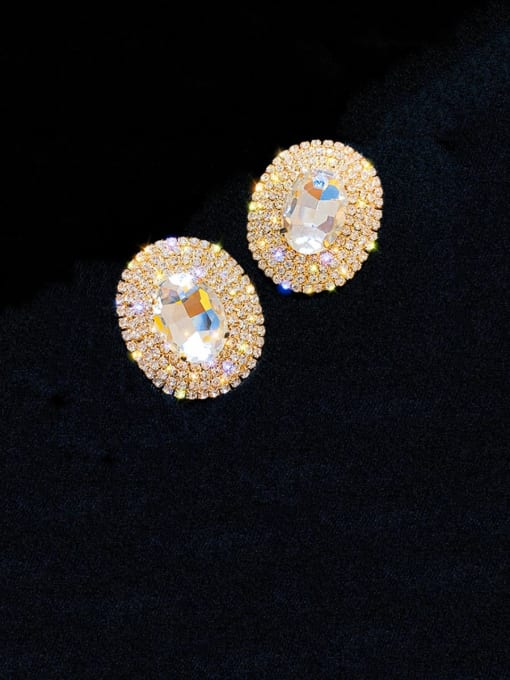 Papara Alloy Cubic Zirconia Round Statement Cluster Earring 2