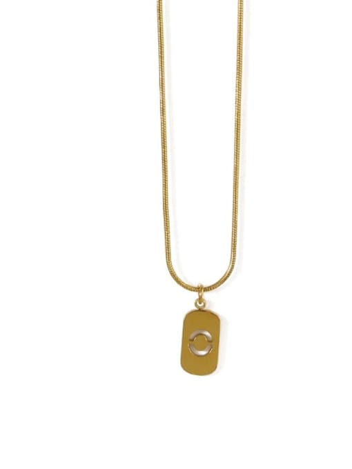 Gold 0 Titanium Steel Number Minimalist Pendant Necklace