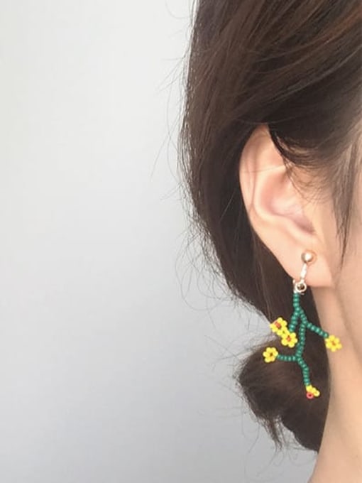 Five Color Alloy Bead Flower Cute Hook Earring 1