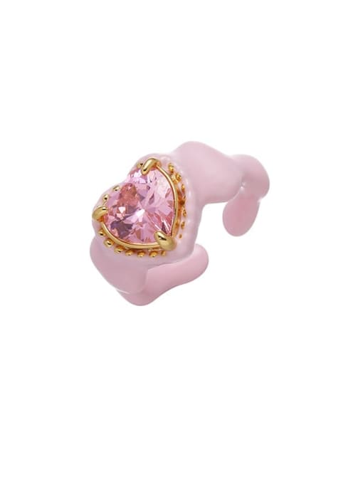 Wait for pink delivery Brass Enamel Heart Cute Band Ring