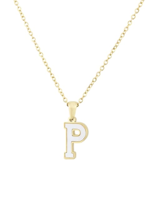 P Steinless steel shell minimalist 26 letter Pendant Necklace