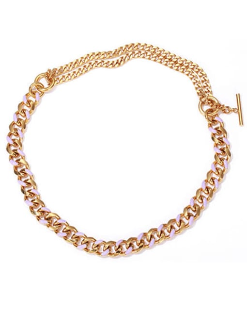 Lavender oil drop gold necklace Brass Enamel Geometric Vintage Necklace