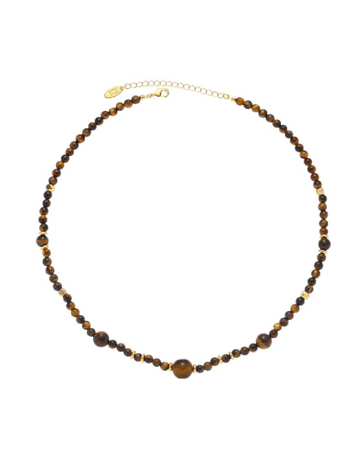Maillard necklace Brass Tiger Eye Geometric Vintage Necklace
