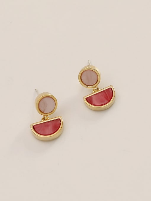 rose red Brass Shell Geometric Ethnic Drop Trend Korean Fashion Earring