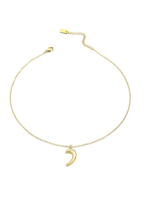 Golden Moon Style Titanium Steel Cubic Zirconia Heart Minimalist Necklace