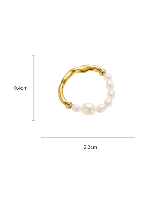 Pearl Ring (Adjustable Elastic Rope) Brass Imitation Pearl Geometric Minimalist Band Ring