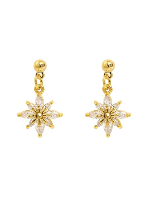 14k Gold Brass Cubic Zirconia Star Dainty Drop Trend Korean Fashion Earring