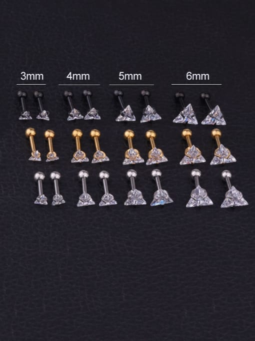 HISON Brass Cubic Zirconia Triangle Minimalist Stud Earring